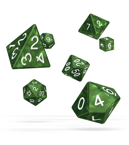Marble Green - Polyhedral Rollespils Terning Sæt - Oakie Doakie Dice 